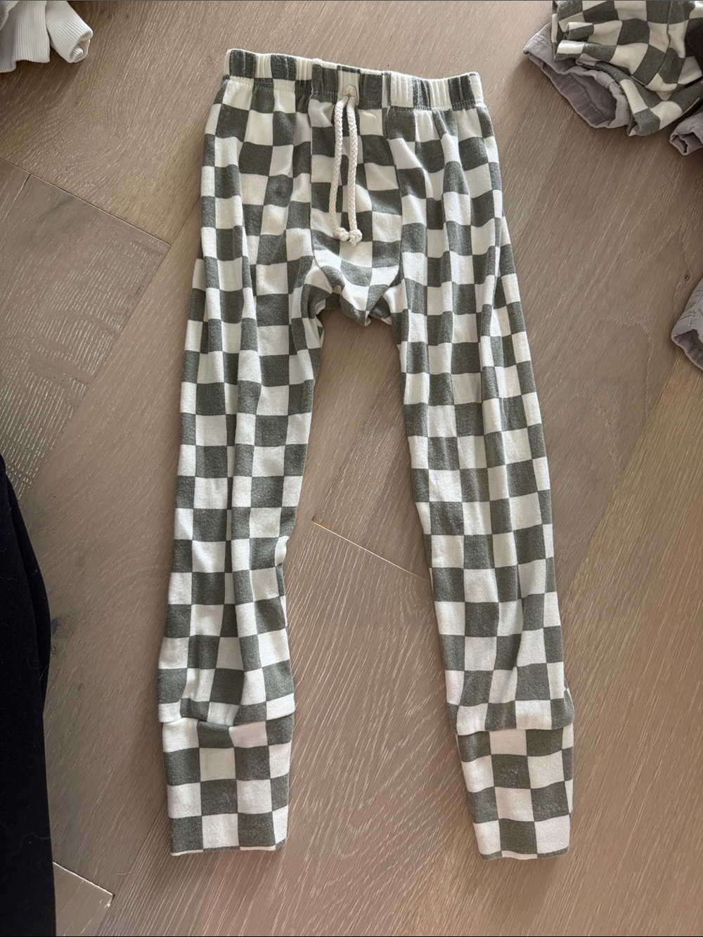 Kids Checkerboard Jogger Sweatpants - Gray & White